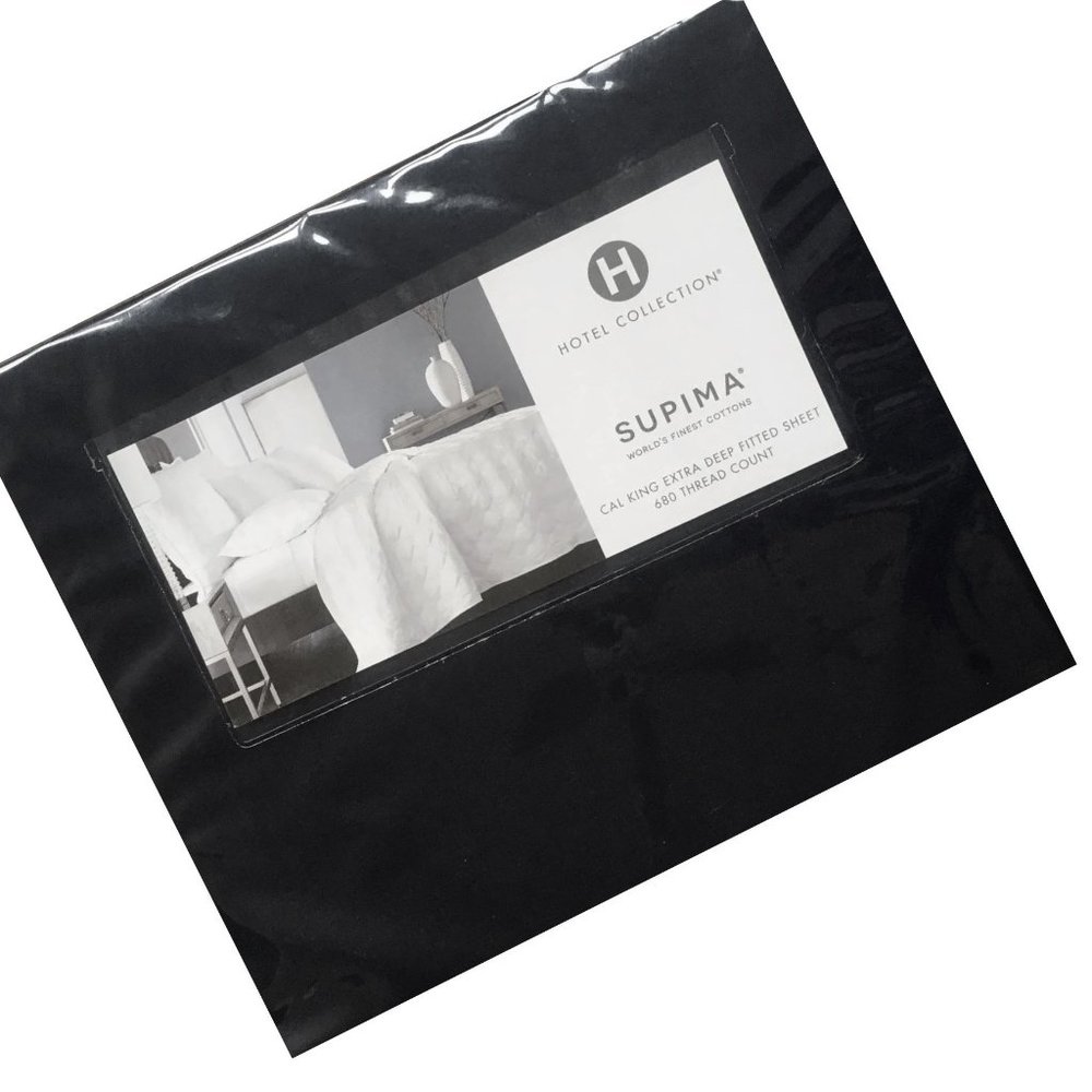 new BLACK Hotel Collection 680 TC 100% Cotton CAL KING EXTRA DEEP Fitted Sheet